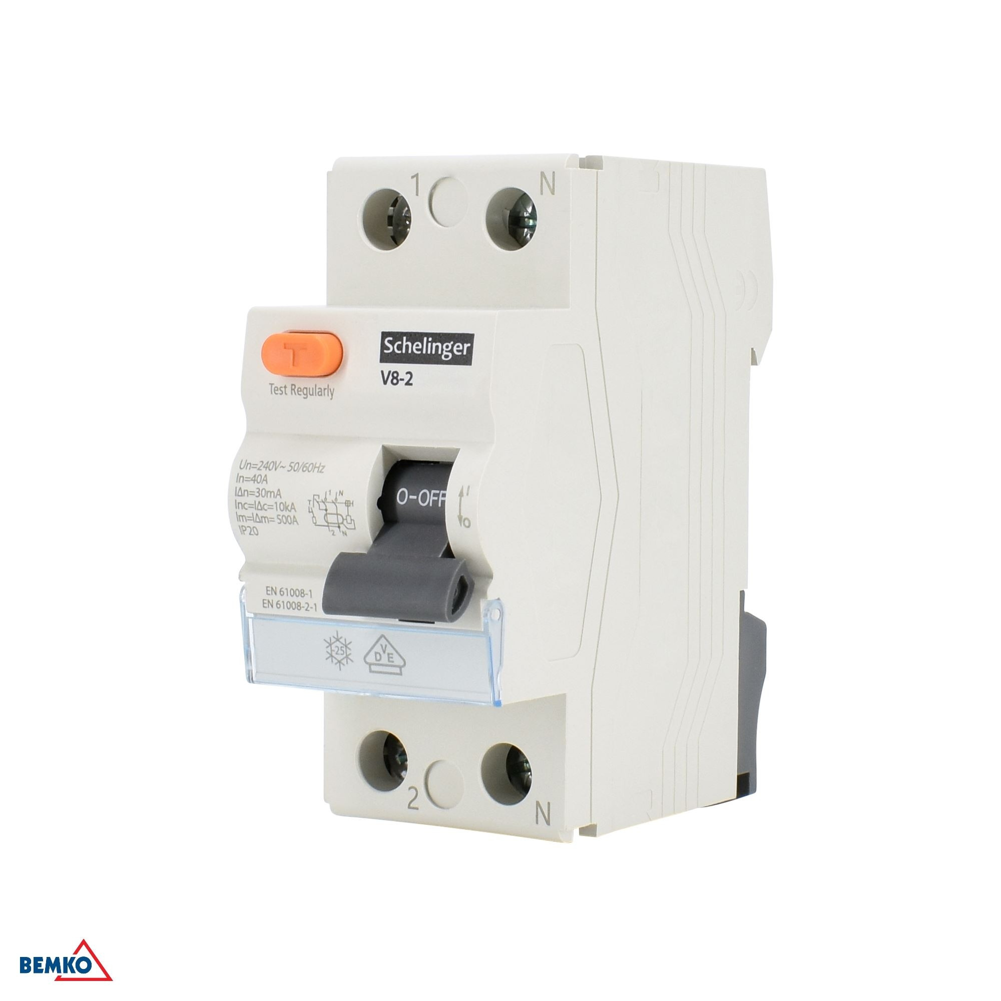 Interruttore differenziale salvavita DIN A 2P 25A 30mA 10kA VDE SCHELINGER