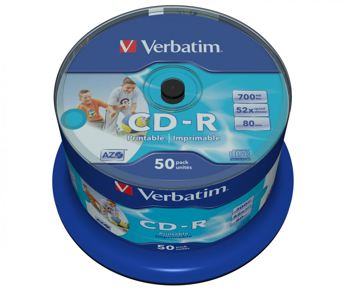 Piastra CD-R Verbatim AZO Printable cake ( 50 pz )