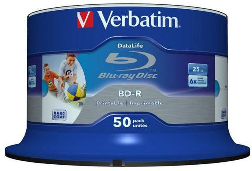 scheda Blu-Ray Verbatim BD-R SL Printable 25GB Cake ( 50 pz .)