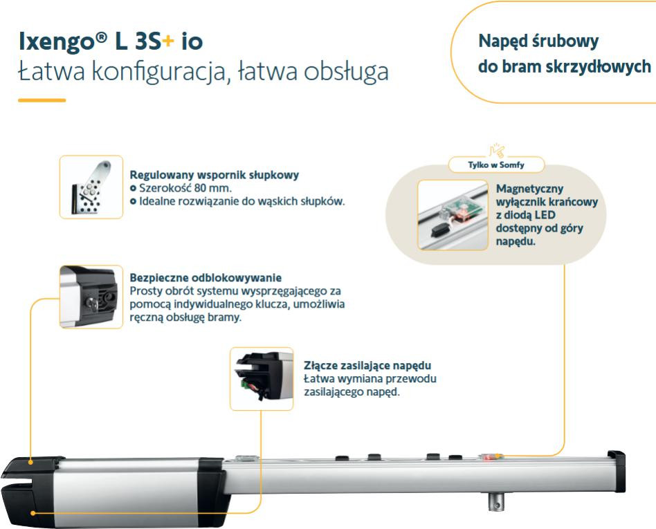Zestaw Somfy Ixengo L 3S+ IO Comfort Pack do 8m bram dwuskrzydłowych
