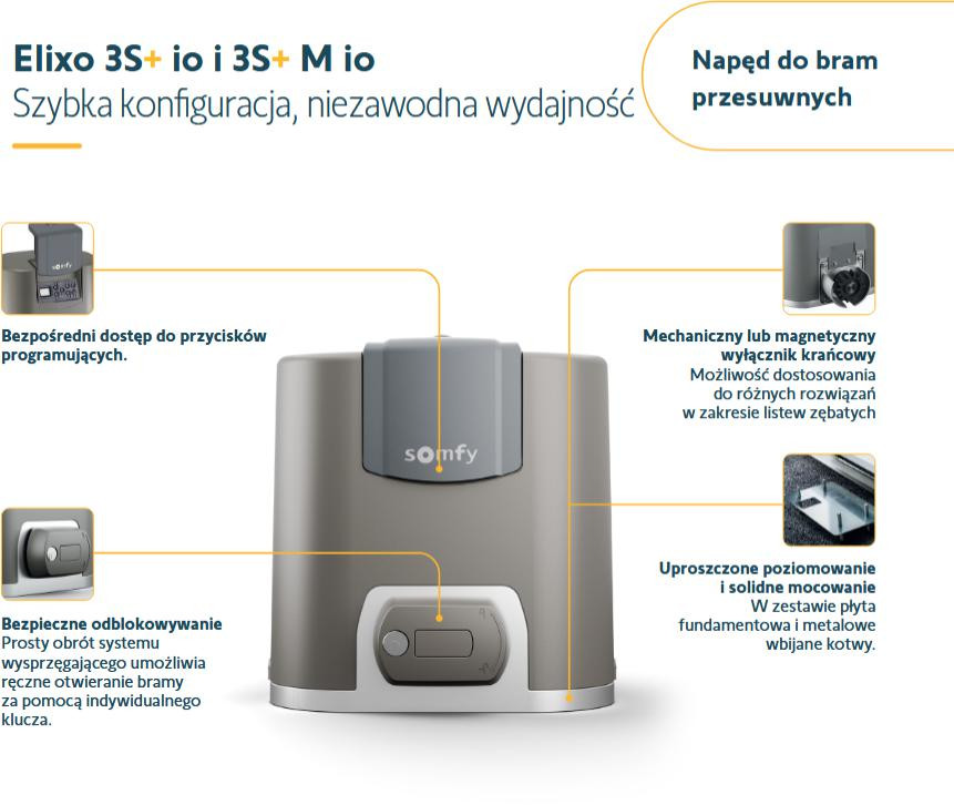 Zestaw Somfy Elixo 3S+ M IO Comfort Pack do 600kg bram przesuwnych