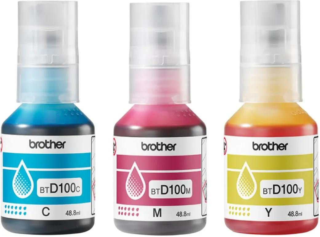 Sada atramentov Brother BTD100CLVAL – azúrová, purpurová, žltá (Value Pack)