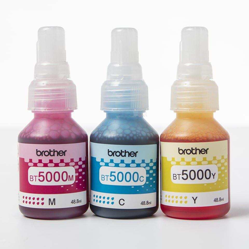 Sada atramentov Brother BT5000CMY – multipack 3 farieb (azúrová, purpurová, žltá)