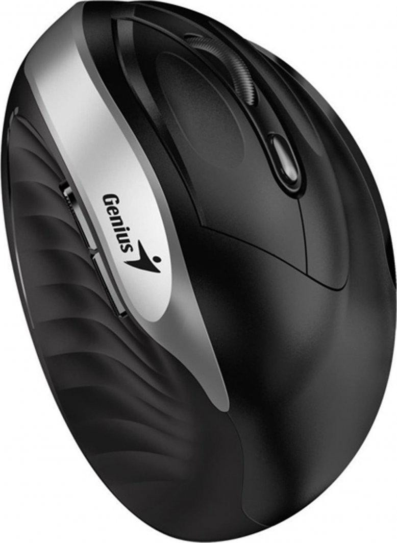 Bezdrôtová vertikálna myš Genius Ergo 8250S – 1600 DPI, čierno-strieborná