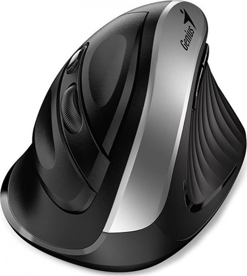 Bezdrôtová vertikálna myš Genius Ergo 8250S – 1600 DPI, čierno-strieborná