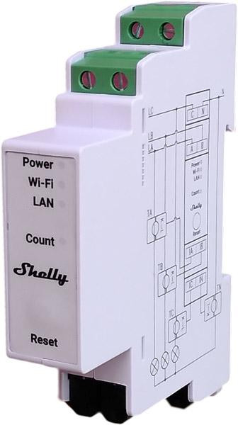 Shelly Pro 3EM 120A V2 trójfazowy licznik energii Gen2, mTLS, 3x120A, szyna DIN Shelly Pro 3EM 120A V2 trójfazowy licznik energii Gen2, mTLS, 3x120A, szyna DIN