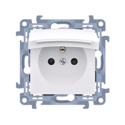 contatto SIMON 10 Modulo bianco Presa 1X  con /U con COPERCHIO IP44 MORSETTOI A VITE 16A 250V
