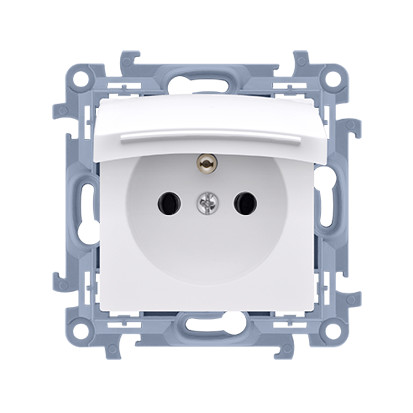 contatto SIMON 10 Modulo bianco Presa 1X  con /U con COPERCHIO IP44 MORSETTOI A VITE 16A 250V
