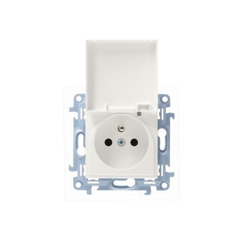 contatto SIMON 10 Modulo bianco Presa 1X  con /U con COPERCHIO bianca IP44 MORSETTOI A MOLLA 16A 250V