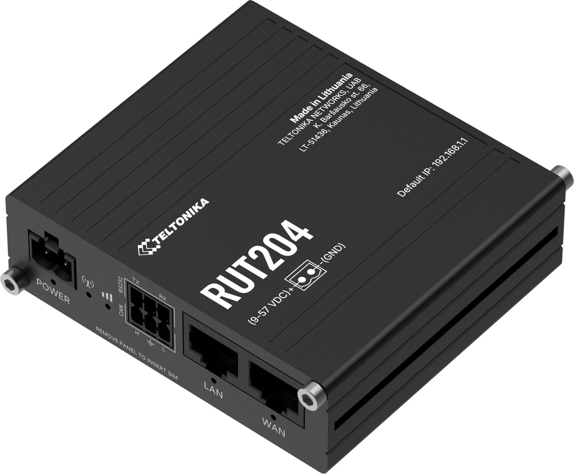 Teltonika RUT204 router przemysłowy 4G LTE Cat 4 CAN Bus RS232 Dual SIM Wi-Fi GNSS Teltonika RUT204 router przemysłowy 4G LTE Cat 4 CAN Bus RS232 Dual SIM Wi-Fi GNSS