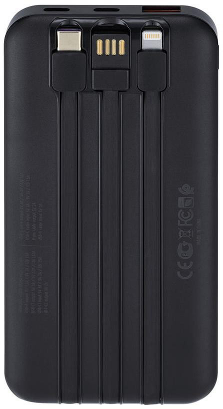 Powerbank Rivacase VA2211 – 10 000 mAh, 22,5 W, PD 3.0 / QC 3.0, integrované káble, čierny