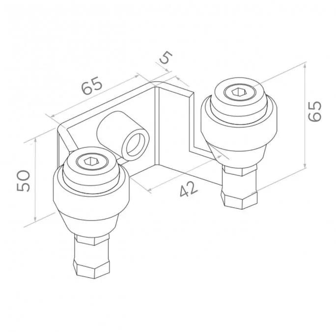 Uchwyt PSG 60.022.9005 42mm górny do bram przesuwnych (2 rolki) kolor czarny RAL9005