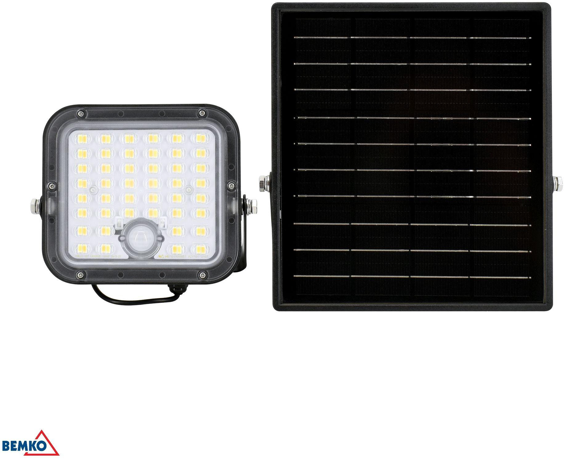 Solárny LED reflektor Bemko SOLPAR C83-SOP-010BL-CCT-PIR, reflektor a solárny panel