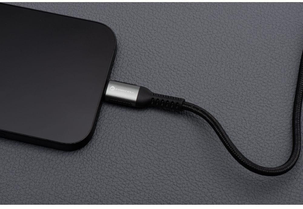 Kábel USB-C – USB-C Forcell F-Energy Cafule C263 – 240 W, 5 A, 3 m, opletený, čierny