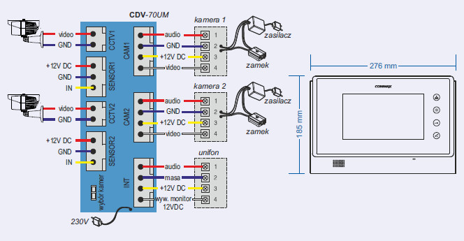 COMMAX CDV-70UM White monitor wideodomofonowy 7 cali TFT LCD pamięć microSD PIP COMMAX CDV-70UM White monitor wideodomofonowy 7 cali TFT LCD pamięć microSD PIP