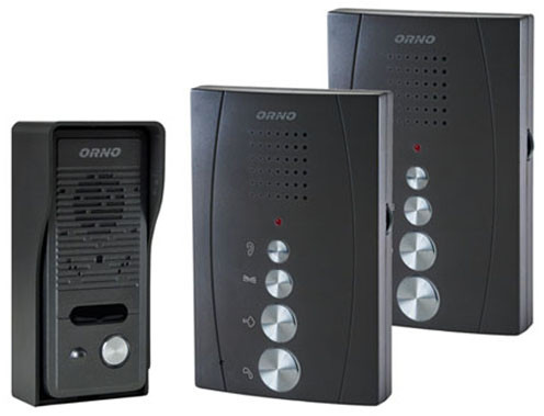 Domofon ORNO OR-DOM-RE-920/B głośnomówiący z 2 unifonami, panel aluminiowy, funkcja interkomu i sterowanie bramą Domofon ORNO OR-DOM-RE-920/B głośnomówiący z 2 unifonami, panel aluminiowy, funkcja interkomu i sterowanie bramą