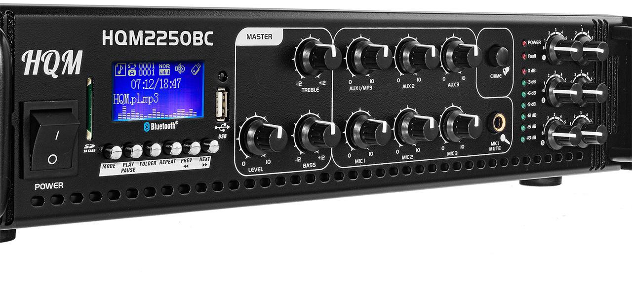 HQM2250BC wzmacniacz PA 250W Bluetooth FM MP3 6 stref rack 19 cali nagłaśnianie HQM2250BC wzmacniacz PA 250W Bluetooth FM MP3 6 stref rack 19 cali nagłaśnianie