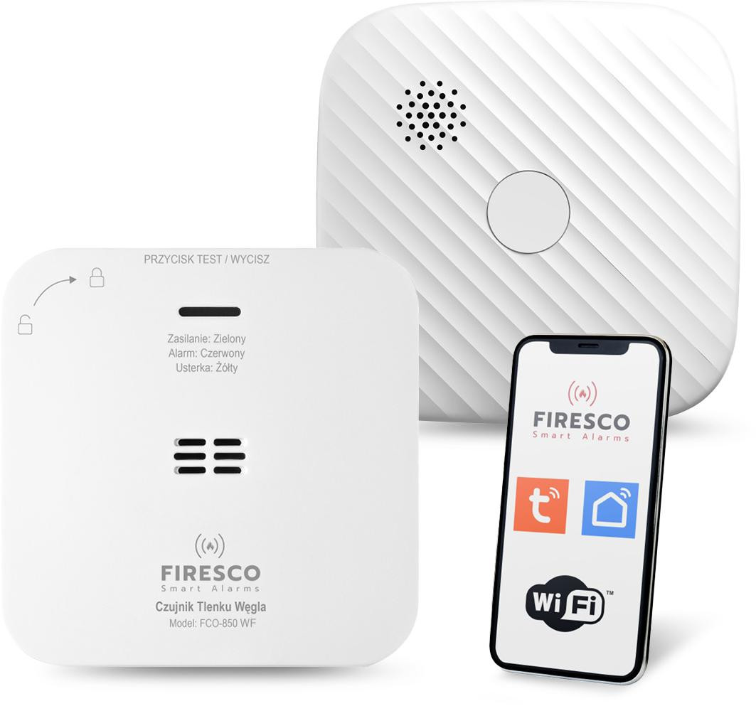 Kit completo dei sensori FIRESCO Rilevatore Monossido di Carbonio (CO) + di fumo con WiFi