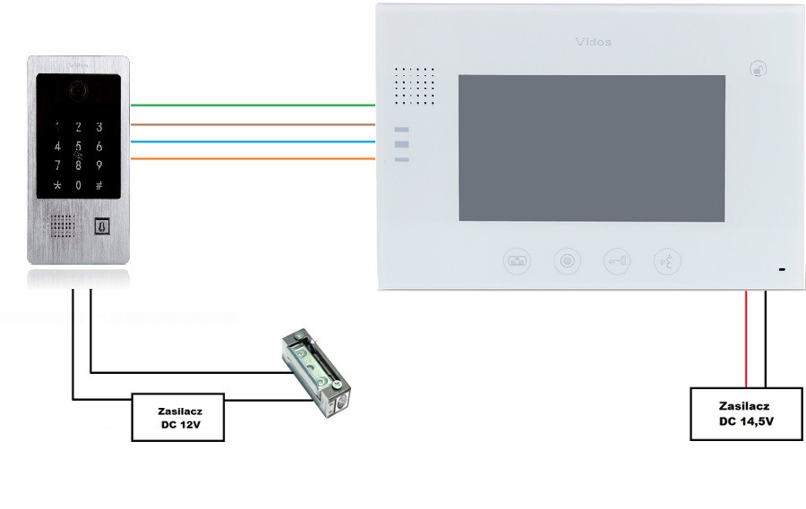 Wideodomofon VIDOS M670W S20DA 7 cali kolor szyfrator czytnik RFID zestaw analogowy Wideodomofon VIDOS M670W S20DA 7 cali kolor szyfrator czytnik RFID zestaw analogowy