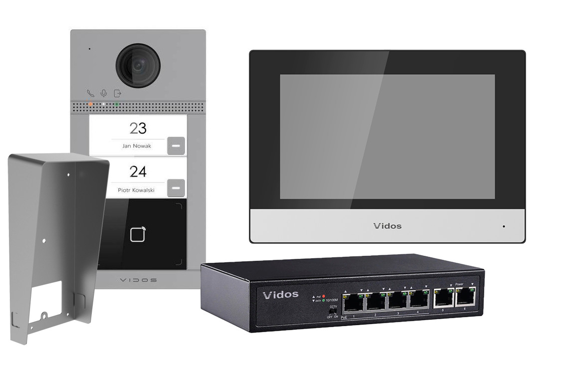 VIDOS ONE wideodomofon IP 2 rodziny monitor M2010 stacja bramowa S2402-N Wi-Fi PoE RFID VIDOS ONE wideodomofon IP 2 rodziny monitor M2010 stacja bramowa S2402-N Wi-Fi PoE RFID