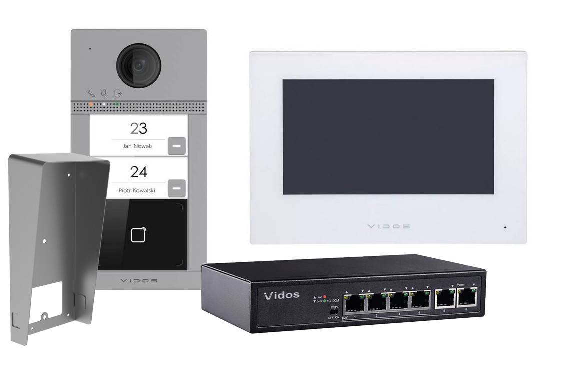 VIDOS ONE wideodomofon IP 2 rodziny monitor M2010W biały stacja S2402 Wi-Fi PoE RFID VIDOS ONE wideodomofon IP 2 rodziny monitor M2010W biały stacja S2402 Wi-Fi PoE RFID