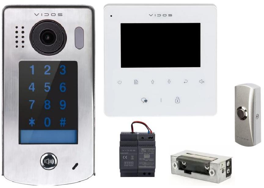 VIDOS DUO S1301D M1022W wideodomofon zestaw z przyciskiem i elektrozaczepem kamera 170 stopni szyfrator IP54 VIDOS DUO S1301D M1022W wideodomofon zestaw z przyciskiem i elektrozaczepem kamera 170 stopni szyfrator IP54