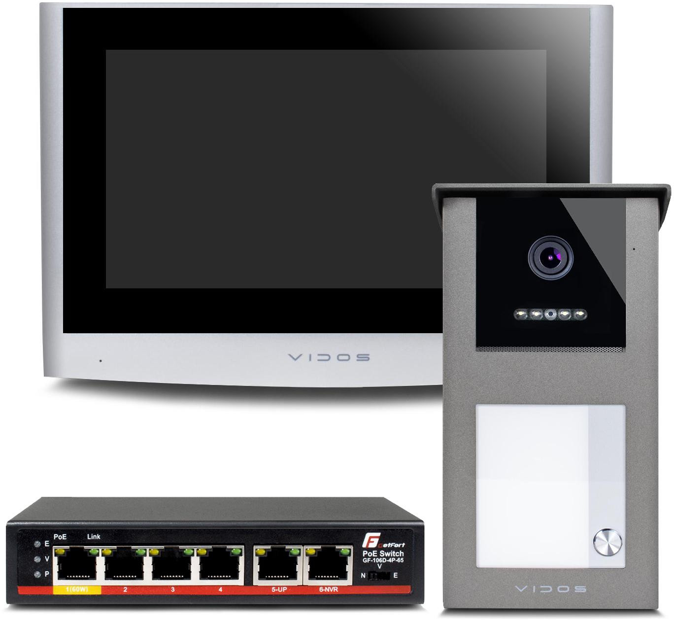 VIDOS IPX S101-1 M100-X wideodomofon IP zestaw kamera Full HD 7 cali dotykowy monitor WiFi PoE VIDOS IPX S101-1 M100-X wideodomofon IP zestaw kamera Full HD 7 cali dotykowy monitor WiFi PoE
