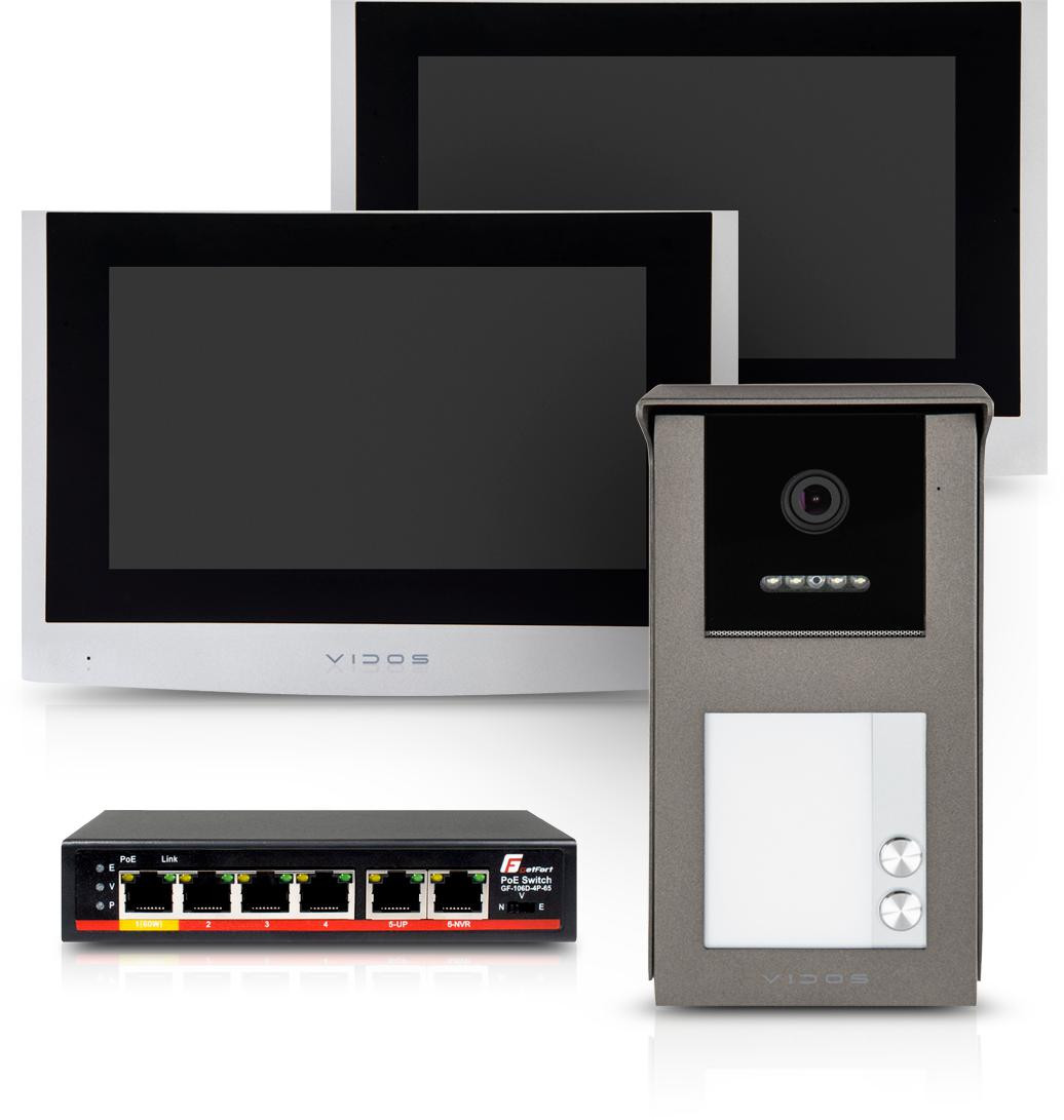 VIDOS IPX S101-2 M100-X wideodomofon IP 2-rodzinny Full HD 7 cali WiFi PoE ONVIF panel zewnętrzny kamera 125 stopni VIDOS IPX S101-2 M100-X wideodomofon IP 2-rodzinny Full HD 7 cali WiFi PoE ONVIF panel zewnętrzny kamera 125 stopni