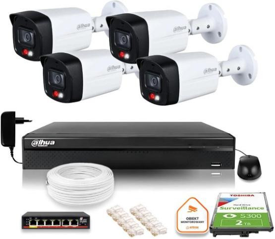 Zestaw monitoringu IP Dahua 4 kamery IPC-HFW1439TL1-A-IL 4Mpx Smart Dual Light PoE Zestaw monitoringu IP Dahua 4 kamery IPC-HFW1439TL1-A-IL 4Mpx Smart Dual Light PoE